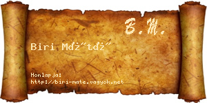 Biri Máté névjegykártya